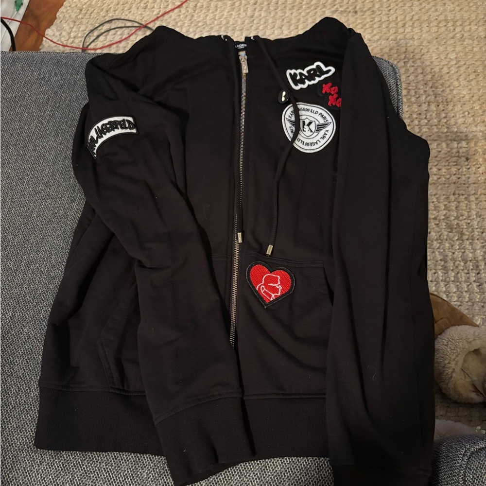 Like New Karl Lagerfeld Black zip up sweatshirt size M